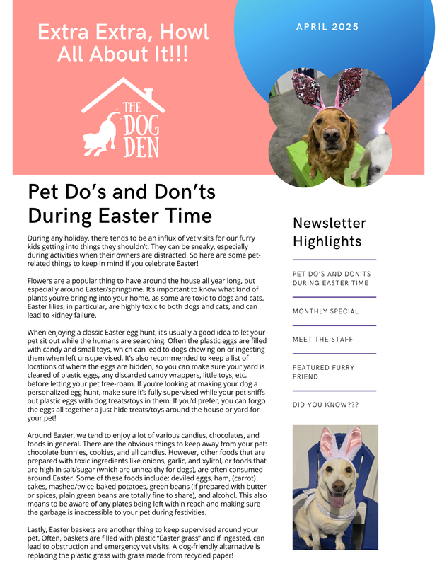 Dog Den Utah Newsletter - April Issue Page 1
