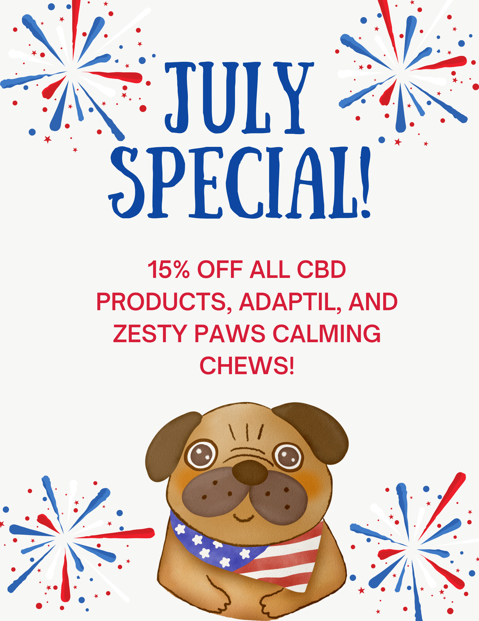 Dog Den Utah July 2026 Special - 15% Off CBD, Adaptil, and Zesty Paws Calming Chews